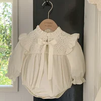 0-24M New Toddler Baby Girl Bodysuit Children Clothes Climbing Suit Long Sleeved Cotton Lace Splicing Toddler Baby Girl Romper ﻿