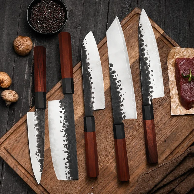 Japanese Knife Set Hand Forged Blade Chef Knives Salmon Sashimi Knife Fish  Filleting Knife Boning Cleaver Meat Kitchen Knife Set - AliExpress