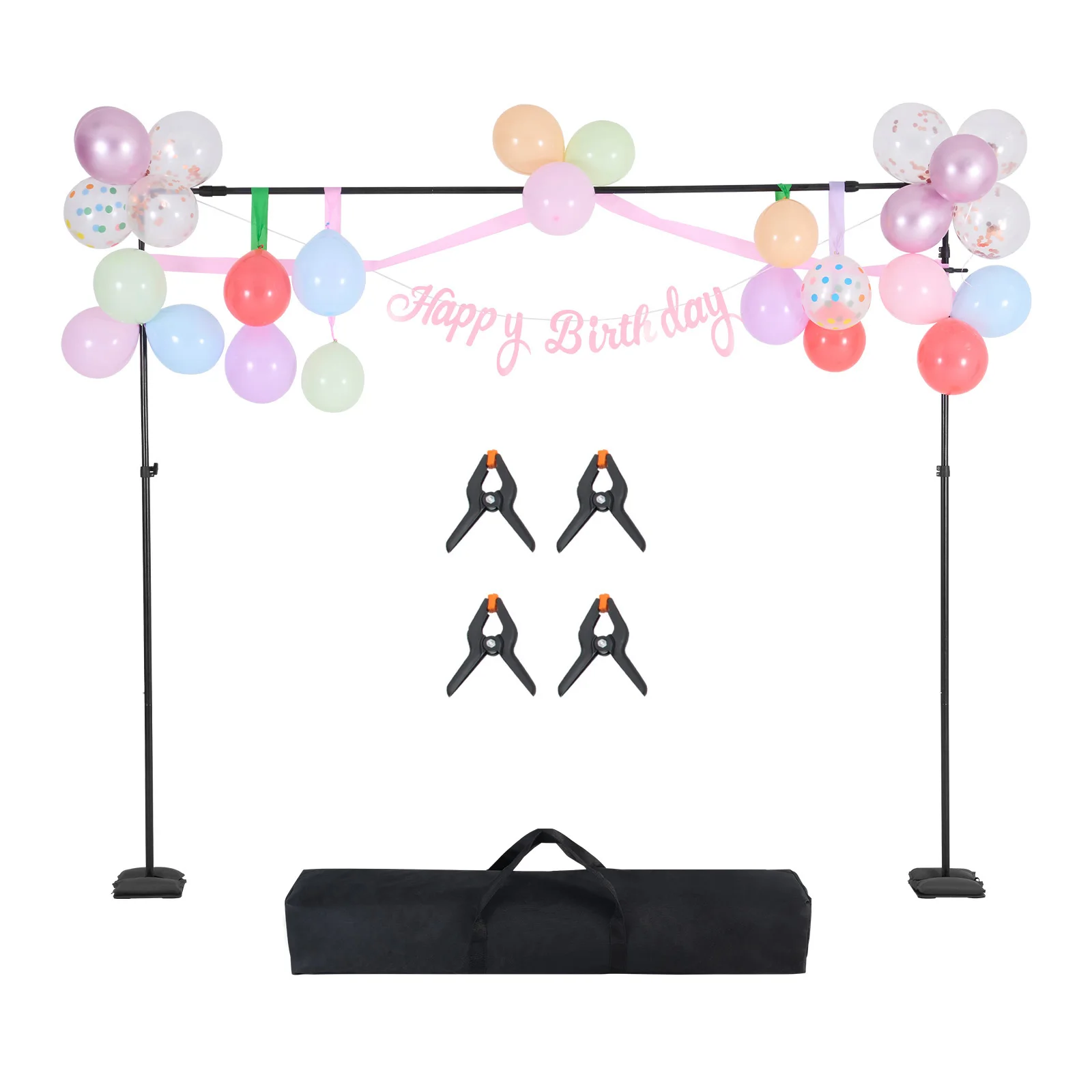 SucceBuy Backdrop Stand Adjustable Photo Backdrop Kit Heavy Duty Projector Screen Stand For Wedding Photo Video Studio Party