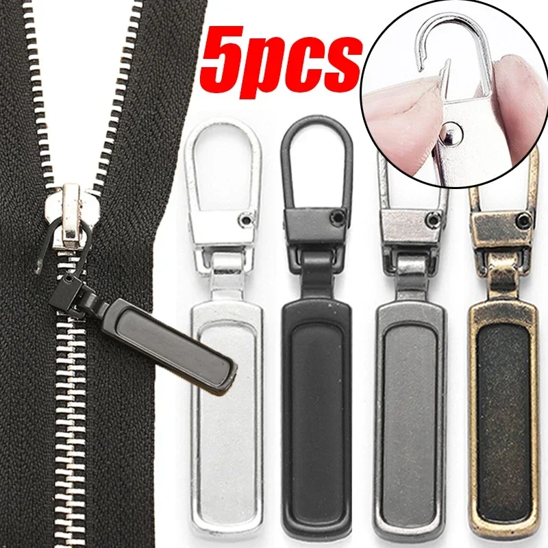 

5/1Pcs Detachable Zipper Pull Metal Zippers Replacement Slider Heads Universal Zipper Repair Kit for Jackets Luggage Purse Coat