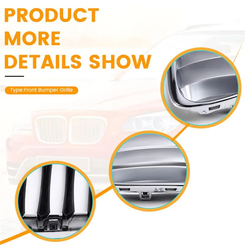 BMW X1 시리즈 E84 2010-2012용 전문가용 프론트 범퍼 상단 센터 그릴 크롬 1쌍 (51112993307, 51112993308)