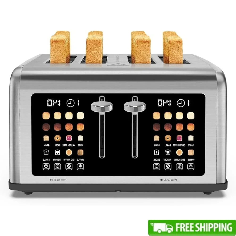 Stainless Steel 4-Slice Touch Screen Toaster with Dual Controls 1