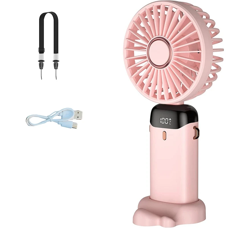 

Ручной мини-вентилятор, портативный персональный мини-вентилятор с USB-зарядкой, маленький карманный вентилятор с ремешком и базой, 5 скоростей