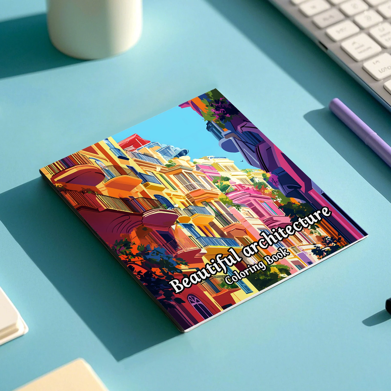 1pc Beautiful Architecture Coloring Book 24 pages Kill Time Graffiti Painting Drawing Adult Picture Book 3