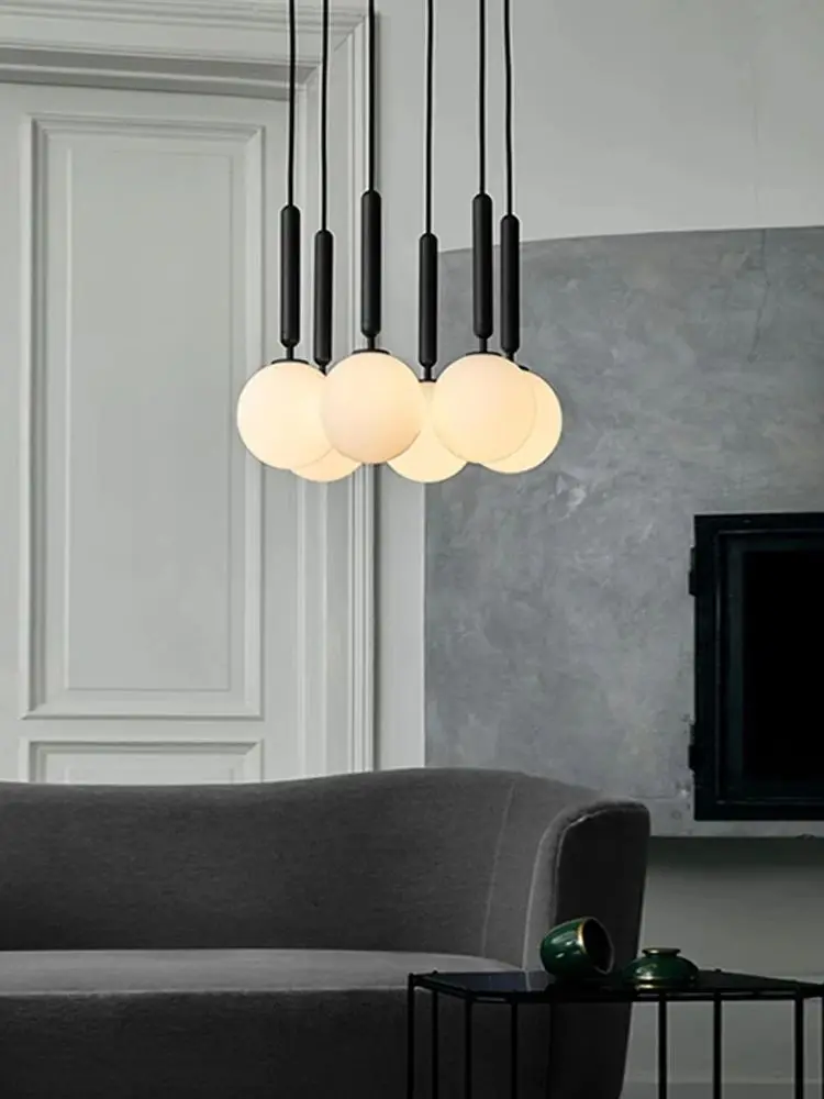 

Bedroom bedside small chandelier creative glass ball staircase chandelier hanging hollow duplex apartment villa rotating stairca