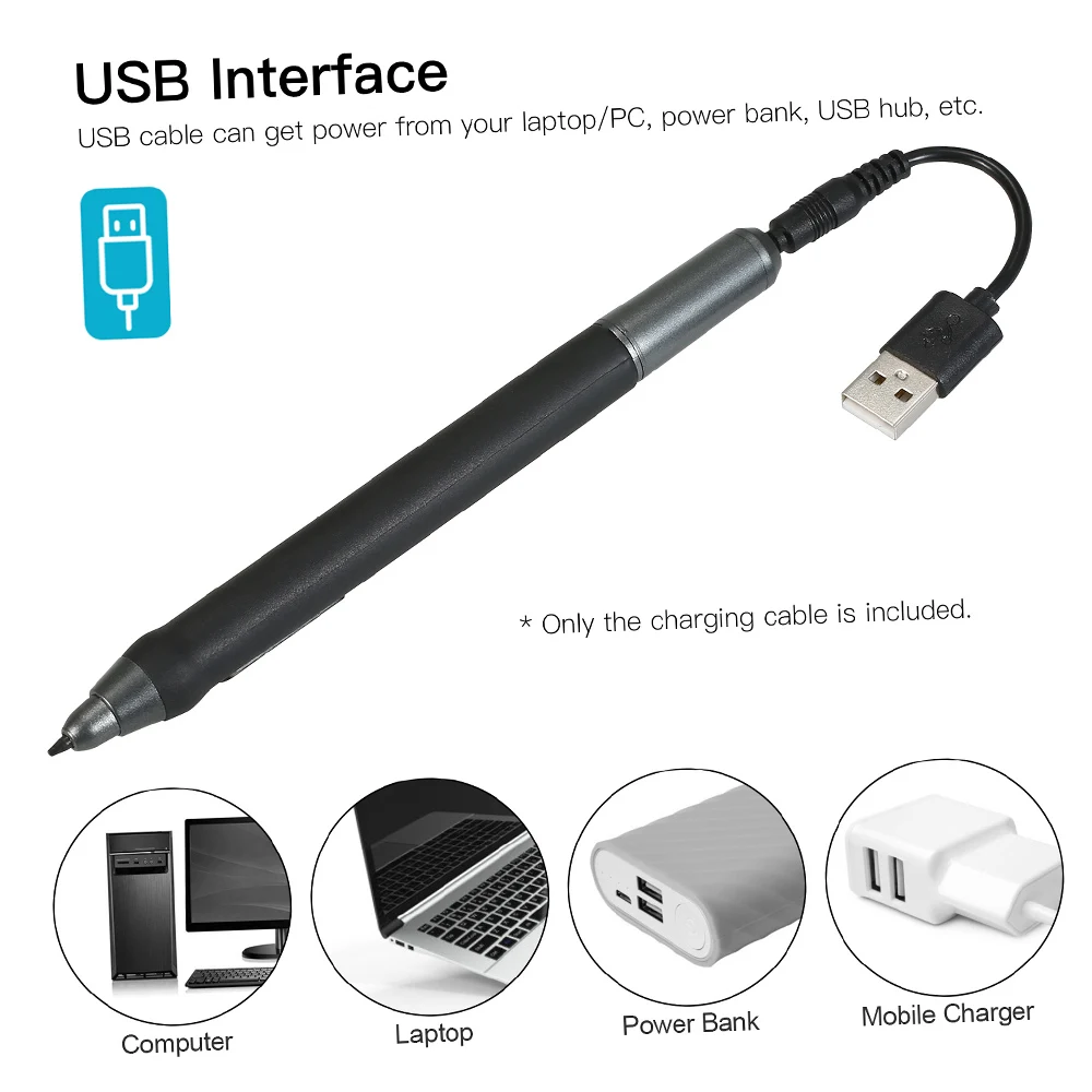 보스토 스타일러스 충전 케이블 코드, USB 충전기, 그래픽 태블릿 충전식 펜, 보스토 UGEE Huion Wacom 호환, 12cm