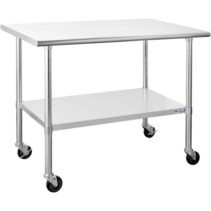 

Hally Stainless Steel Table for Prep & Work 30 x 48 Inches with Caster Wheels, NSF Commercial Heavy Duty Table with Undershe