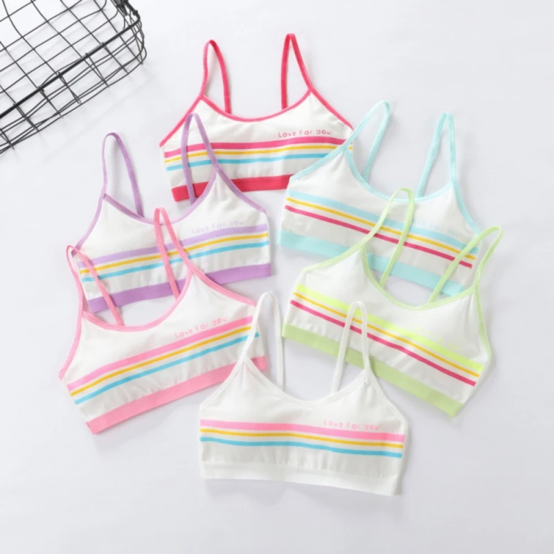 9-12 Years Kids Bras Young Girls Underwear Teenage Training Bras Women Cotton Kids Cute Brassiere Tube Tops Girl's Sport