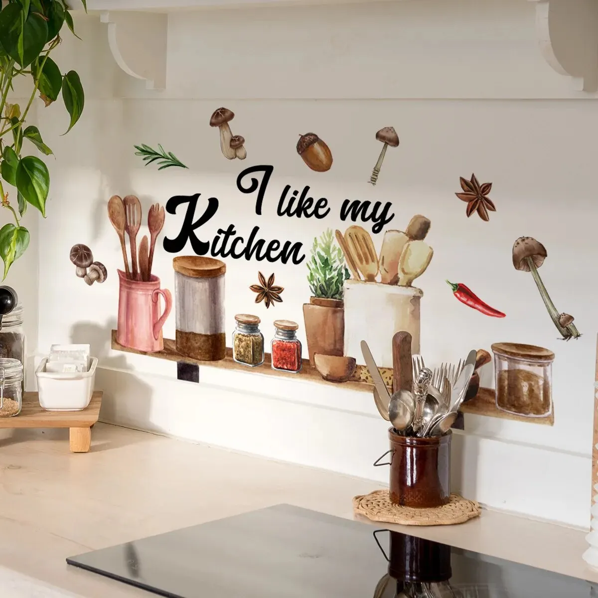 Kitchen Wall Sticker Tableware Ingredients Seasoning Decoration