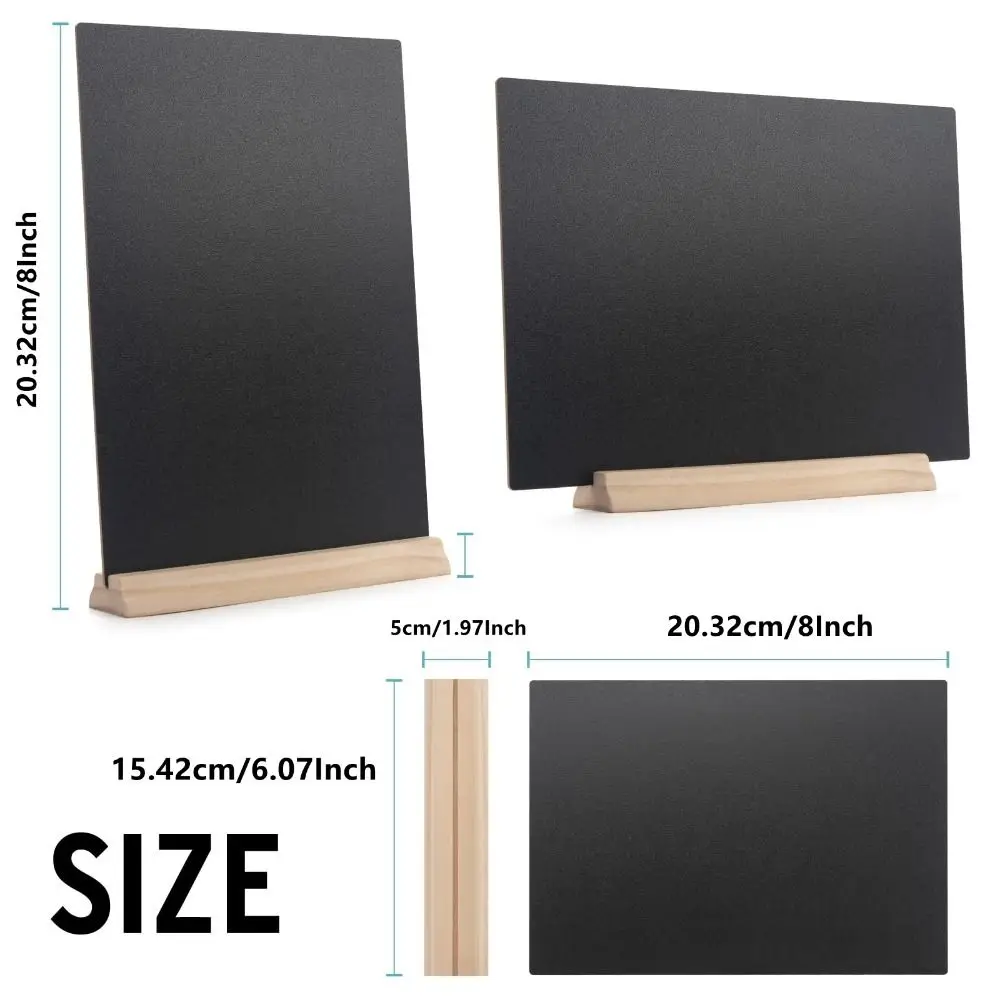 Wooden Blackboard Wooden Chalkboard 4Pc Tabletop Chalkboard Sign with Base Stand Menu Chalk Board Sign Store Food Signs, Message Boards for Party Wedding Restaurant