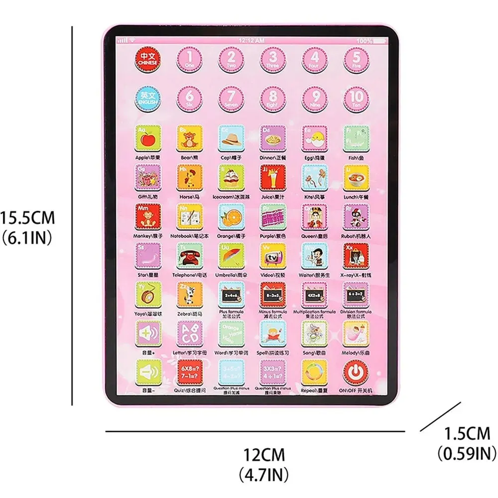Learning Tablet Toy Chinese English Machine Electronic Touch Pad Interactive Learning Study Laptop Kids Educational