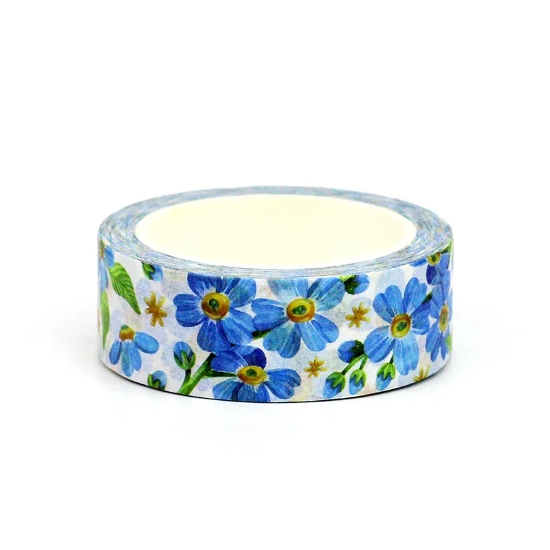 NEW 1PC 10M Decorative Blue Flowers Leaves Washi Tape for Scrapbooking Journaling Adhesive DIY Masking Tape Cute Stationery 2