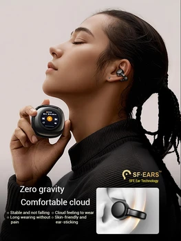 Wireless Bluetooth HeadphoneBone Conduction Hanging Ear Sports Running Special Noise Cancelling Ear Clip Earphone LED Display