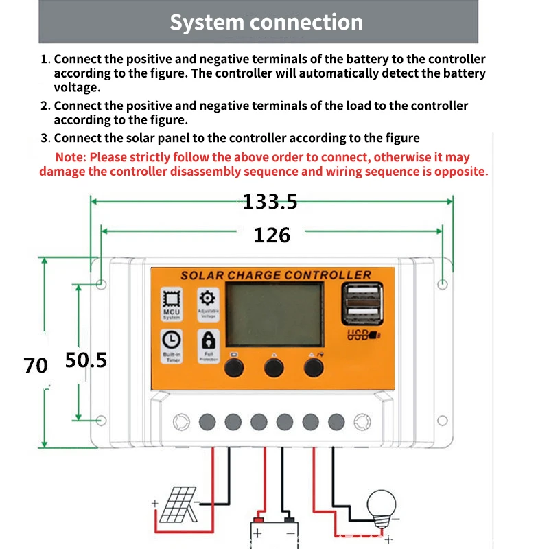 자동 태양광 충전 컨트롤러, PWM 컨트롤러, LCD 듀얼 USB, 5V 출력 태양광 패널, PV 레귤레이터, 나노 12V, 24V