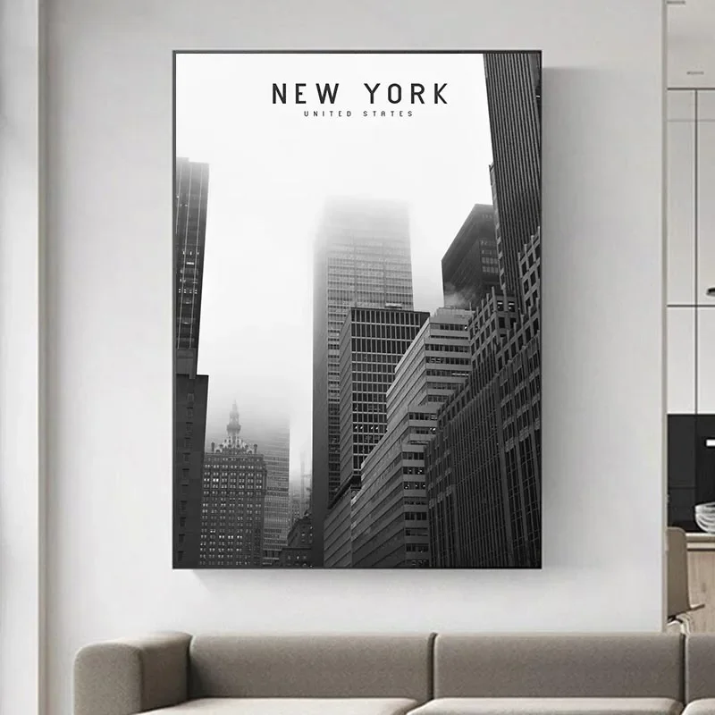 Manhattan Night Skyline Wall Art Canvas Print