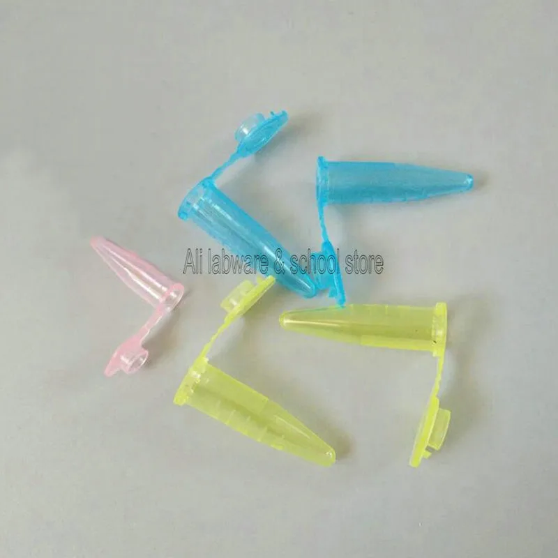 

500Pcs/Lot 1.5ml Colourful Plastic Centrifuge Tube Conical Bottom Sample Tube Vial Clear Container Laboratory