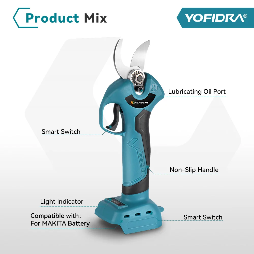 45mm Brushless Electric Pruner 4 Gears Cordless Handheld Orchard Shrub Pruning Tree Branches Cutter For Makita 18V Battery 3