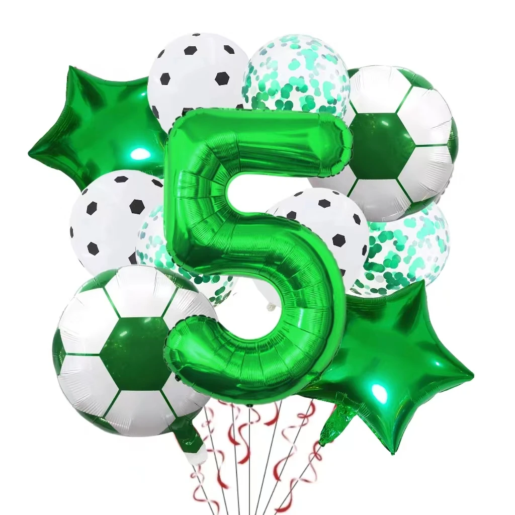 11 Stück Helium-Folienball, Fußball, 32 Zoll, Grün, Blau, Rot, Schwarz, Zahlen, Fußballballons, Kinder, Jungen, Geburtstagsparty-Dekoration – Detail 12