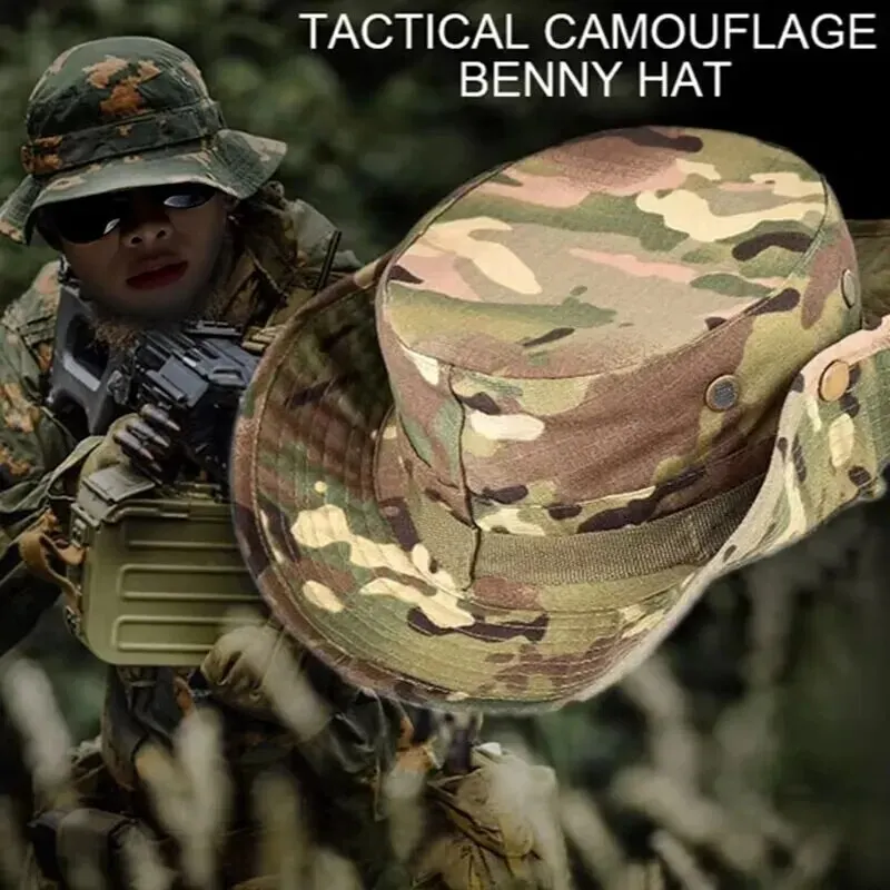 En plein air Camouflage Pêcheur Chapeau Tactique Formation Expansion Respirant Formation Militaire Camping Crème Solaire Chapeau