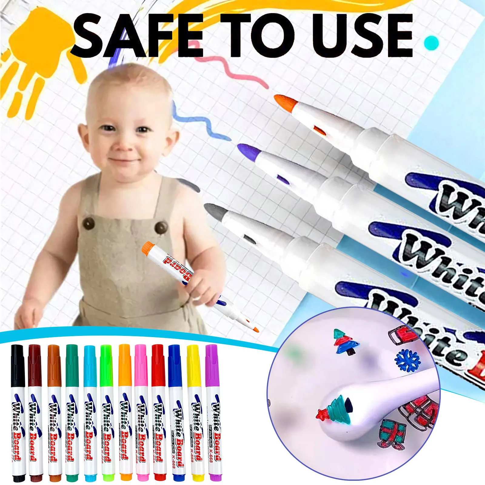 

Body Awareness Game Marker Floating For Office Teaching Magics Painting Color Water Pen Pen Erasable Magnets for Kids Balls 1000