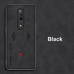 Luxury Leather Silicone Full Protection Phone Case Cover for Red Magic 6 Pro (Black)