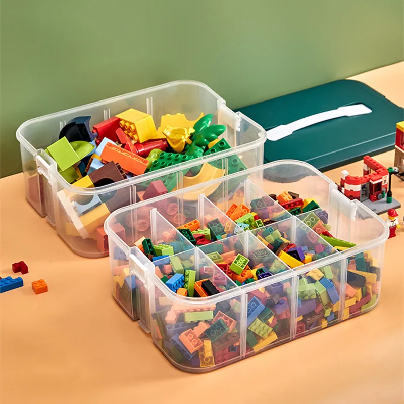 Bacs et objets empilables jouets organisateur mallette de rangement  compatible et Lego Portable, boîte réglable avec poignée de transport -  AliExpress