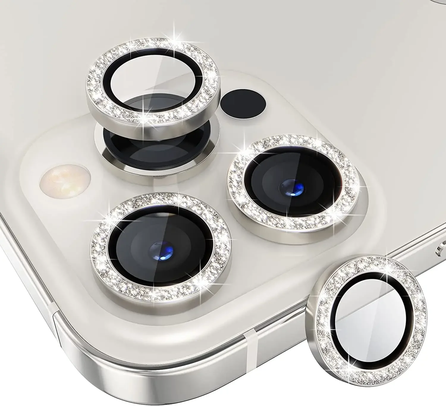 Blue Glitter Camera Lens Protector Cover - Tempered Glass Protection Accessories (2-3 Pieces)