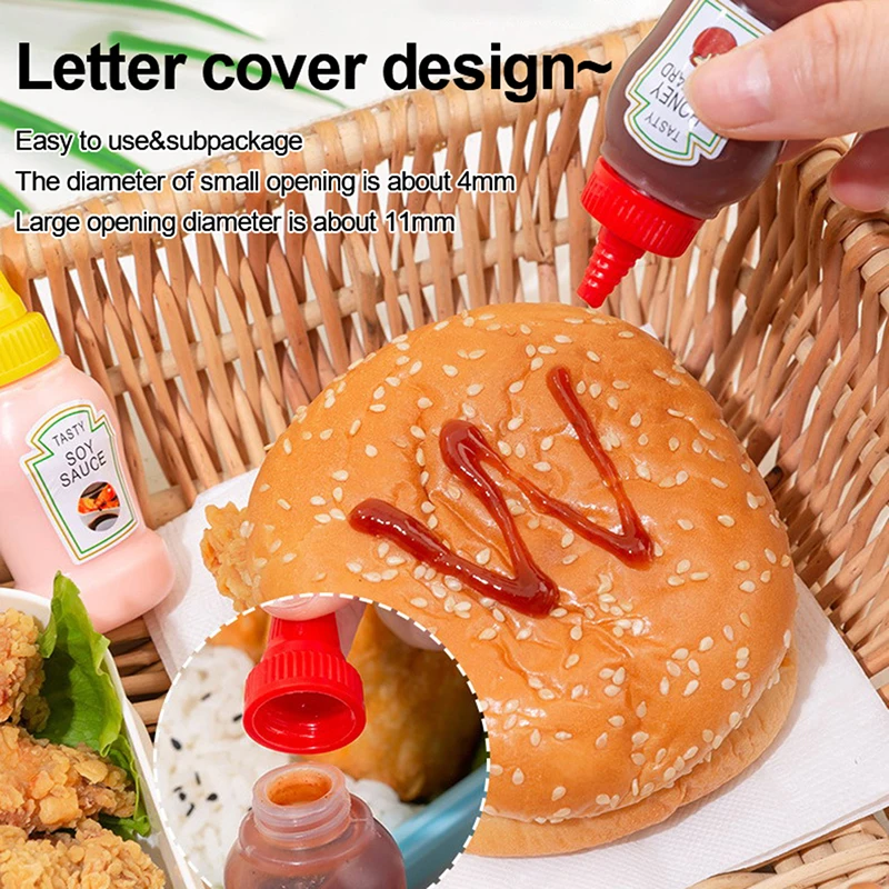 2pcs/set 25ML Mini Tomato Ketchup Bottle Portable Small Sauce Container  Salad Dressing Container Pantry Containers for Bento Box