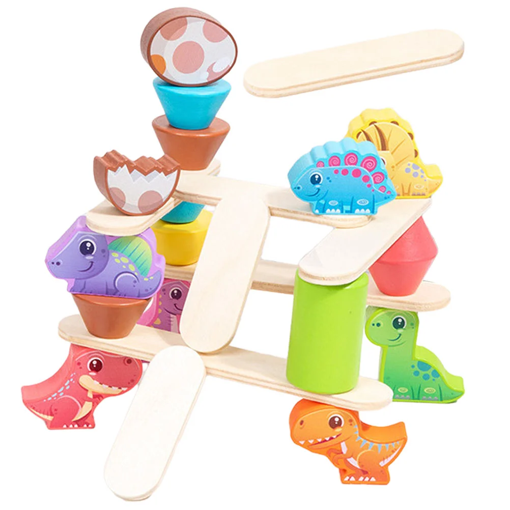 

Building Blocks Toddlers Balance Toys Color Cartoon Stacking Plaything Kids Piece Animal Educational Children Wood
