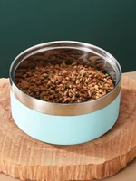 1PC Round Thickened Stainless Steel Dog Bowl, Stylish Solid Color, Non-slip Cat And Dog Pet Bowl, Suitable For Indoor And Outdoo 1