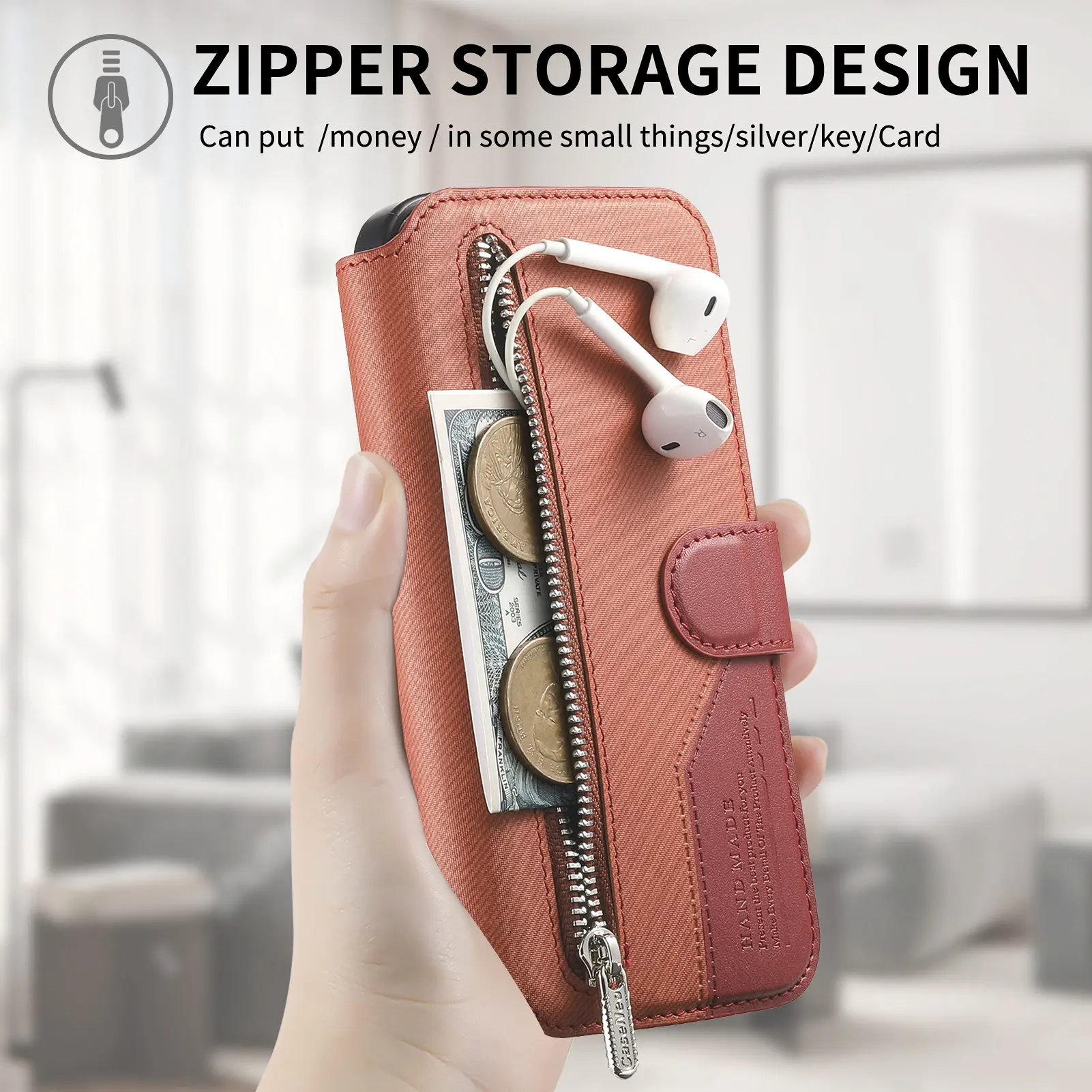 Luxury Flip Case - Detachable 2-in-1 Zipper Wallet Cover