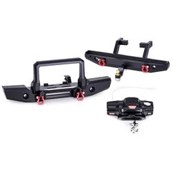 Premium Metal Front and Rear Bumpers with Electric Winch for RC Crawler Car Upgrade ( Bumper A with Winch)