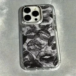 Chic Black Lip Print Soft TPU Clear Protective Phone Case - iPhone 15 Plus (Style4)