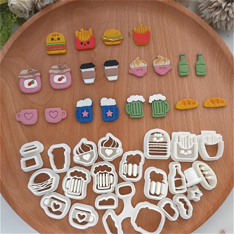 Cute Fries/burger/cup Styling Polymer Clay Mold DIY Earring Brooch Jewelry Styling Polymer Clay Cutter Pottery Tools