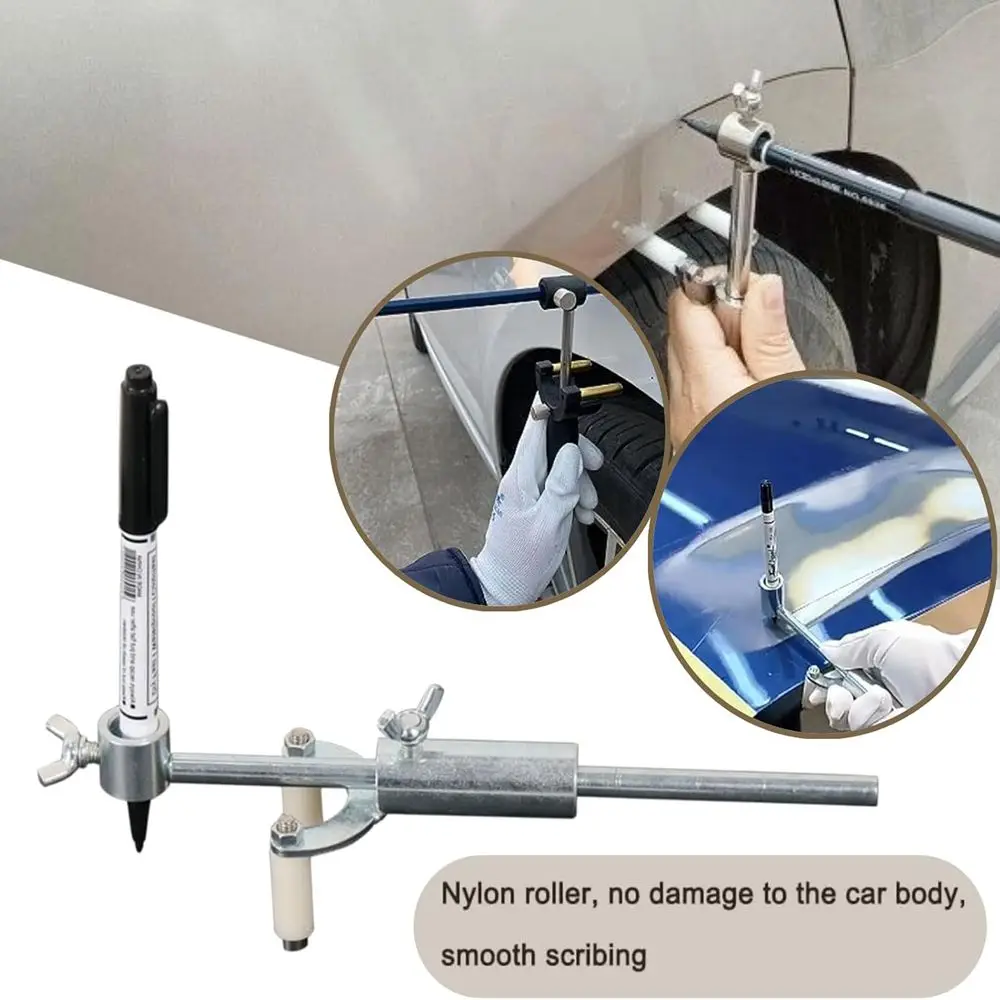 1xSilver  Car Wheel Eyebrow Scriber Body Line Marker Tool Automobile Wheel Arch Parallel Scriber for Car Sheet Metal Dent Repair