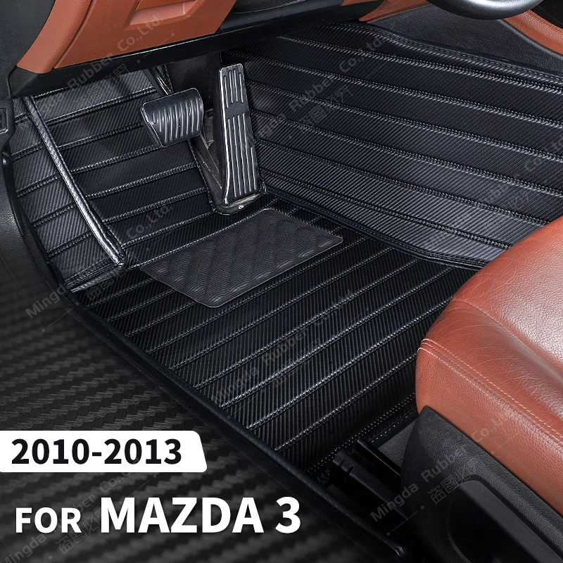 

Custom Carbon Fibre style Floor Mats For Mazda 3 2010 2011 2012 2013 Foot Carpet Cover Automobile Interior Accessories