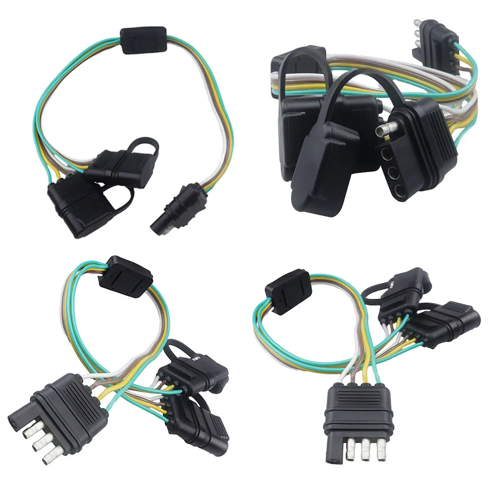 4 Pin Trailer Wiring Harness Trailer Hitch Wiring Cable Tow Harness Flat for Rewiring Light RV Boat