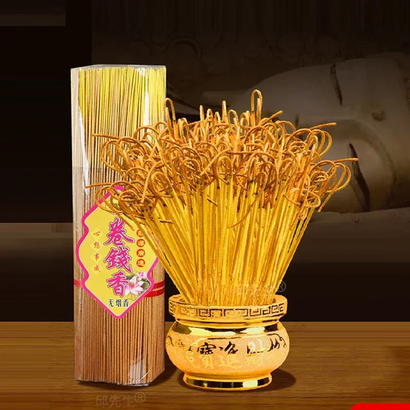 Yxy 250/500/1000 Bastoncini/Lotto Bastoncini Di Incenso Naturale Senza Fumo Golden God Of Wealth Roll Money Culto Buddha Bamboo Stick Incenso