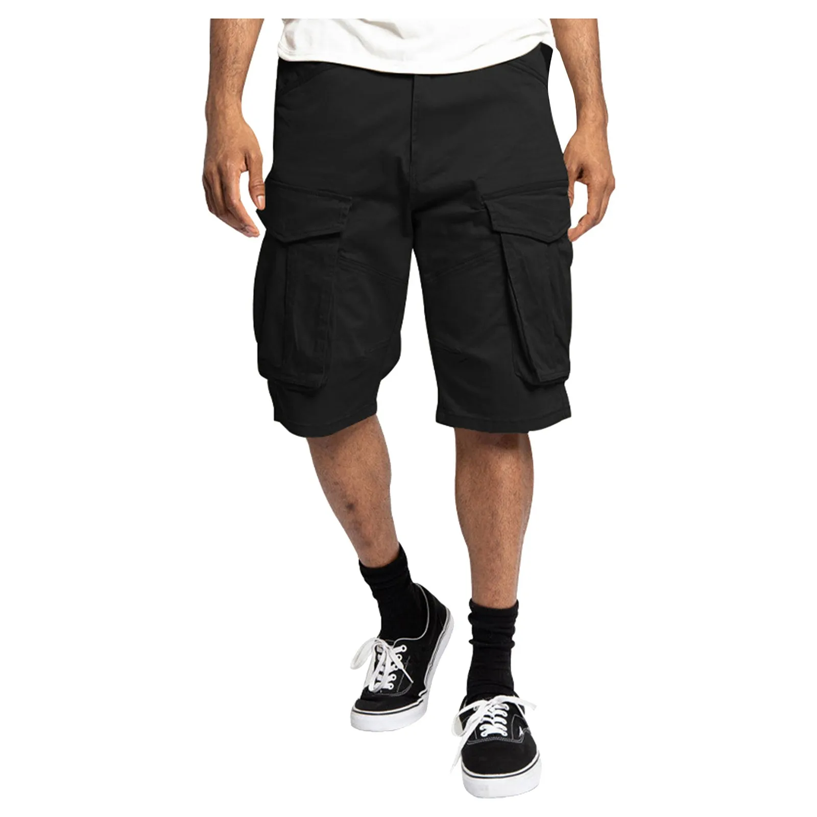 

Loose Work Shorts Summer Cargo Multi Military Solid Summer Pants Male Pocket Joggers Shorts Fitness Men's Casual Hot