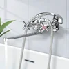 Bathtub Shower Faucet Swivel Tub Spout Wall Mounted Bath Mixer Waterfall Bathtub Tapwith Handheld Shower Head Crane long nozzle 1