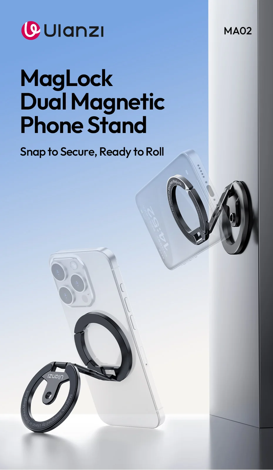 Magnetic Phone Stand Phone Mount Handle for iPhone 16 15 Magnetic Hook Ring with