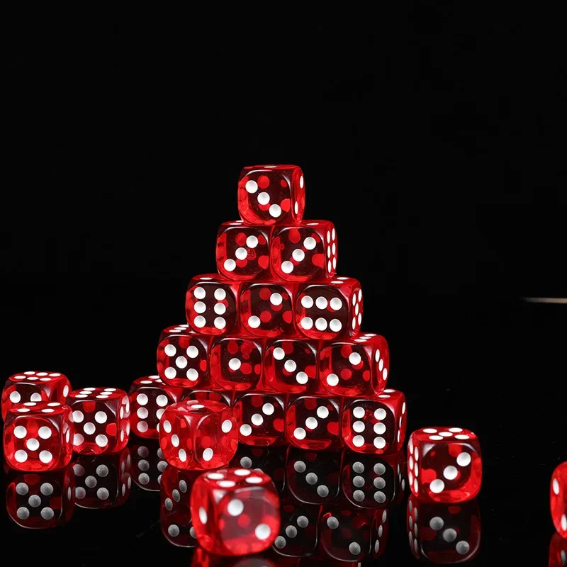 10pcs/set Transparent Red Dice Right Rounded Corners Dice Board Game Accessories 19mm game dice,dice set,acrylic dice