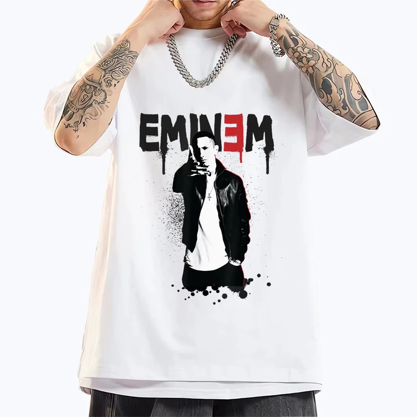 

Rapper Eminem Graphic T Shirts Men Women Trend Hip Hop Rap Short Sleeve T-shirt Fashion Streetwear Oversized Pure Cotton Tee