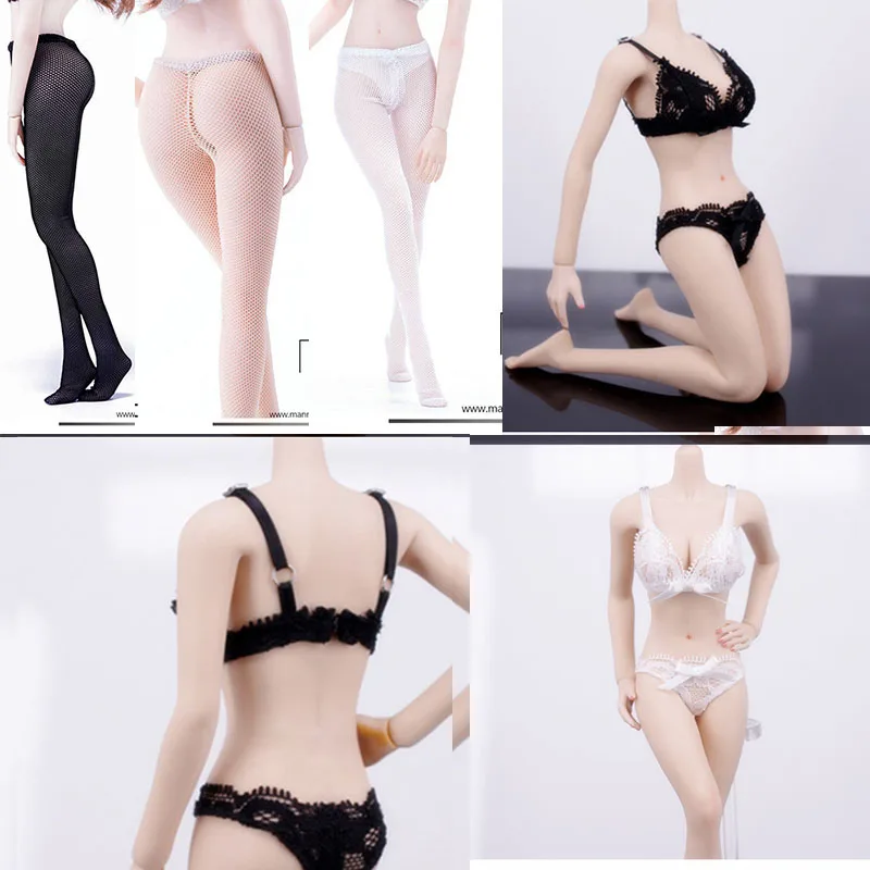 

HP001/MM03 1/6 Female Lace Black Adjustable Strap Lingerie Panties Bikini Underwear Mesh Stockings Pantyhose for 12'' Body