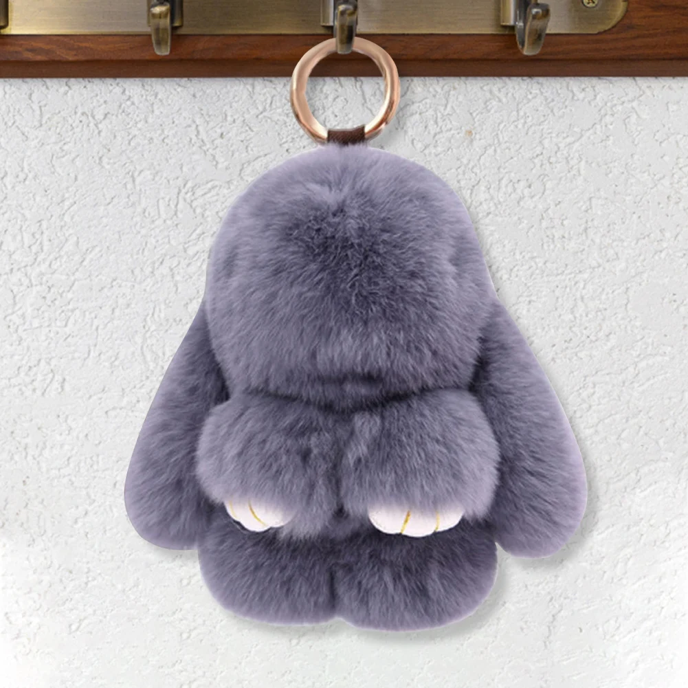 Bunny Plush Keychain Cute Rabbit Pompom Pendant W/ Tin Box Handmade Soft Bunny PomPom Keychain Christmas Gifts for Girls Women 5