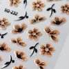 2pc 3D Black Gold Glitter Flower Nail Decal Shiny Petals Leaves Nail Art Sticker Watercolor Daisy Floral Adhesive Manicure Decor 4