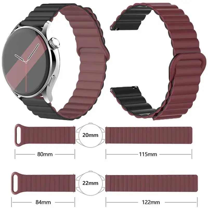 

Magnetic Loop Strap For Samsung Galaxy Watch 6 5 4 40MM 44MM/4 6 Classic 46 43 47mm/5 Pro 45mm Band Silicone 20mm 22mm Watchband