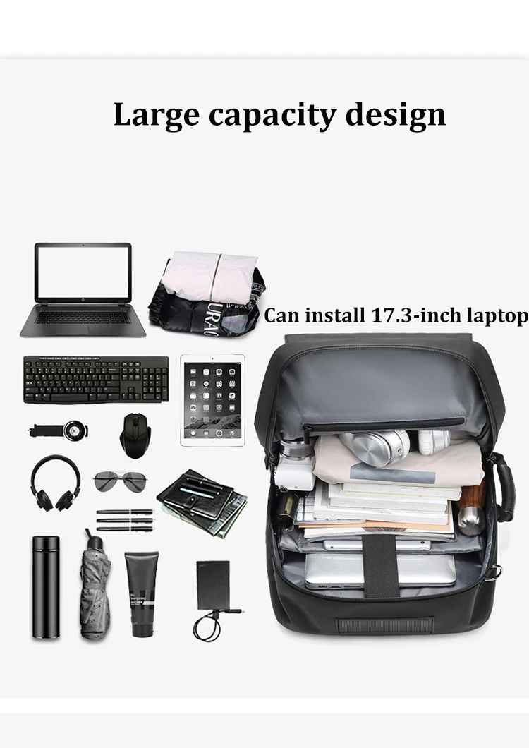 Men Travel backpack waterproof 17 inch Business Laptop Backpack with Separate Shoe Bag USB charging 50L outdoors Hiking Backpack 4