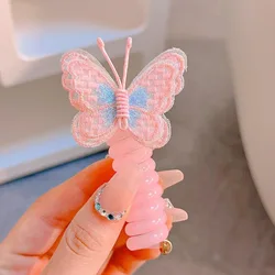 Vibrant Butterfly Braided Hair Loop - Non - Damaging Children's Ponytail Headband (Butterfly Pink)