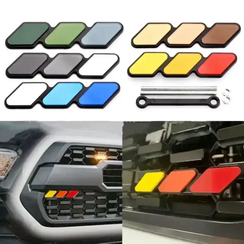 토요타 타코마 툰드라 4러너 TRD 하이랜더 RAV4 CHR 스트립 에어 인렛 자동차 액세서리용 3색 프론트 그릴 배지 엠블럼 로고